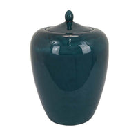Decorative Jar, 19 Inch Teal Green Ceramic Body, Lid with Storage -BM331392
