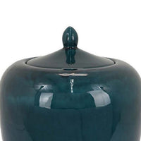 Decorative Jar, 19 Inch Teal Green Ceramic Body, Lid with Storage -BM331392