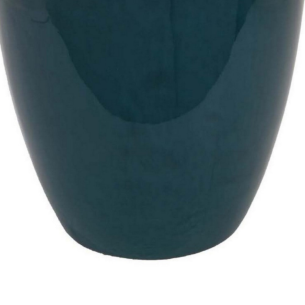 Decorative Jar, 19 Inch Teal Green Ceramic Body, Lid with Storage -BM331392