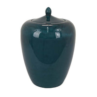 Decorative Jar, 19 Inch Teal Green Ceramic Body, Lid with Storage -BM331392
