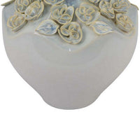 Rox Decorative Vase, Floral Applique Design, 13 inch White Ceramic -BM331393