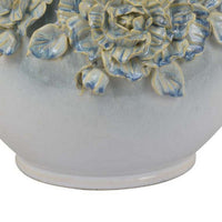 Rox Accent Planter, Floral Applique Design, 12 Inch White Ceramic -BM331394