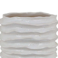 Accent Planter, Abstract Wave Coastal  Design, 22 Inch White Ceramic -BM331395