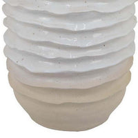 Accent Planter, Abstract Wave Coastal  Design, 22 Inch White Ceramic -BM331395
