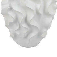 Decorative Vase, White Ceramic, Textured 19 Inch Curved Wave Design -BM331396