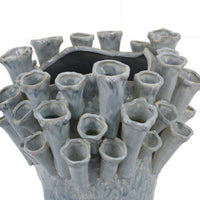 Decorative Vase, Coral Inspired Coastal Design, 13 Inch Blue Ceramic -BM331397