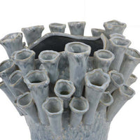 Decorative Vase, Coral Inspired Coastal Design, 13 Inch Blue Ceramic -BM331397