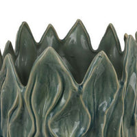 Esen Decorative Vase, Abstract Wave Design, 14 Inch Green Ceramic -BM331399