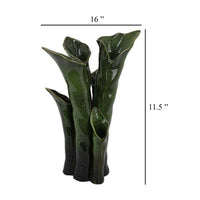 Decorative Vase, 16 Inch Coastal Calla Lily Design, Green Ceramic -BM331400
