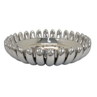 Zoma Accent Bowl, 16 Inch Raised Rounded Edges, Silver Ceramic Body -BM331404