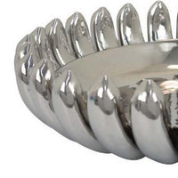 Zoma Accent Bowl, 16 Inch Raised Rounded Edges, Silver Ceramic Body -BM331404