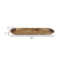 Decorative Tray, 38 Inch Rectangular Shape w Curved Sides, Brown Wood -BM331405