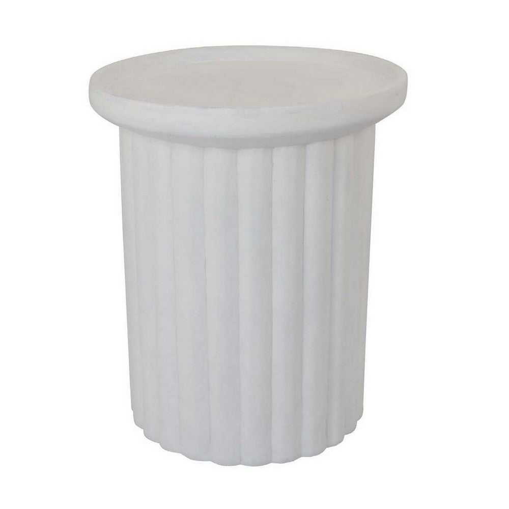 Accent Plant Stand Table, 21 Inch White Resin, Spacious Round Top -BM331408