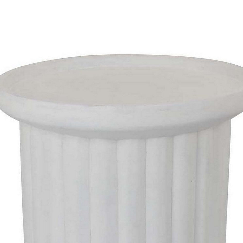 Accent Plant Stand Table, 21 Inch White Resin, Spacious Round Top -BM331408
