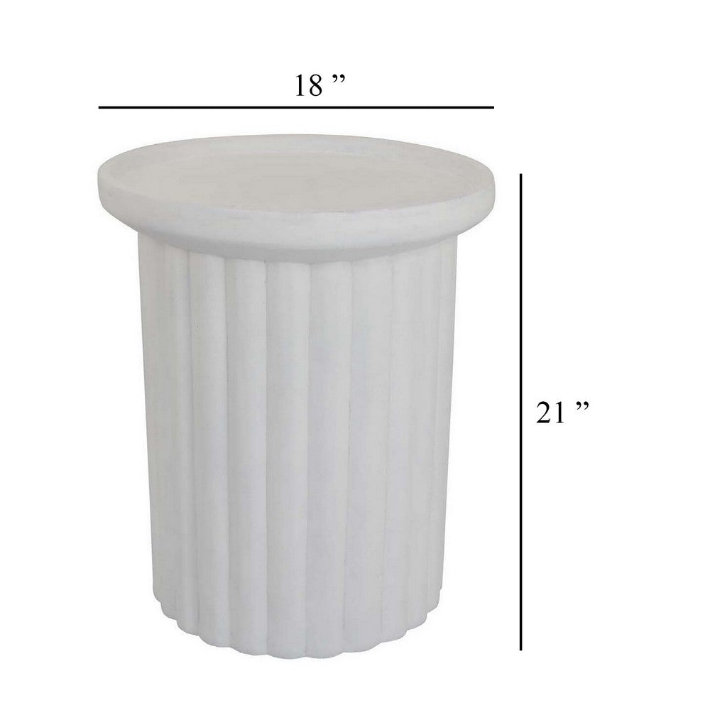 Accent Plant Stand Table, 21 Inch White Resin, Spacious Round Top -BM331408