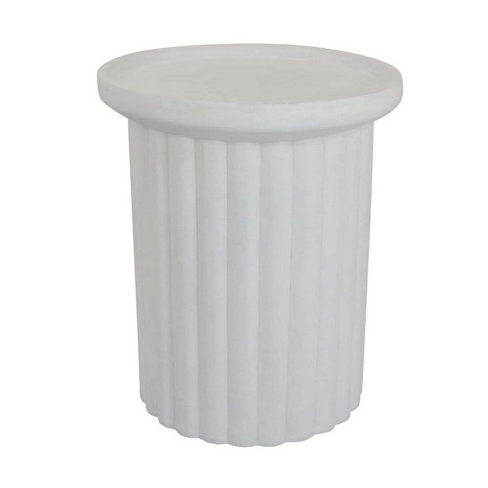 Accent Plant Stand Table, 21 Inch White Resin, Spacious Round Top -BM331408