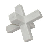 Tabletop Accent Decor, 9 Inch Geometric Cross Design, White Marble -BM331409
