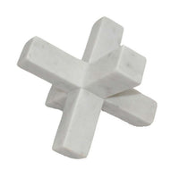 Tabletop Accent Decor, 9 Inch Geometric Cross Design, White Marble -BM331409
