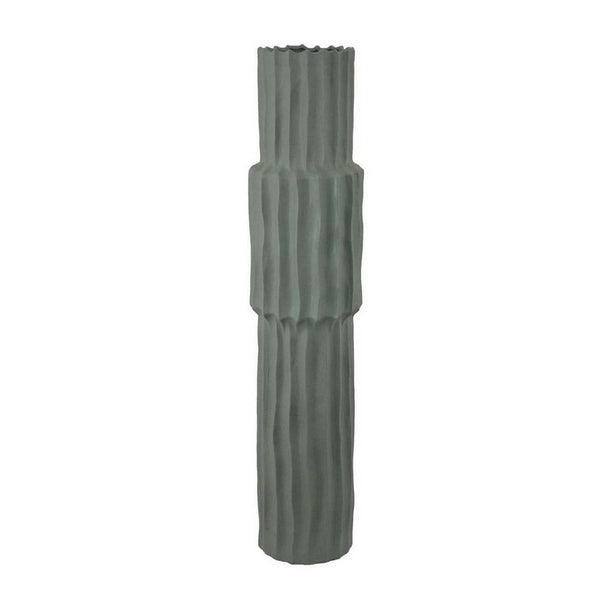 Decorative Accent Vase, Sleek Cactus Design, 30 Inch Green Ceramic -BM331412
