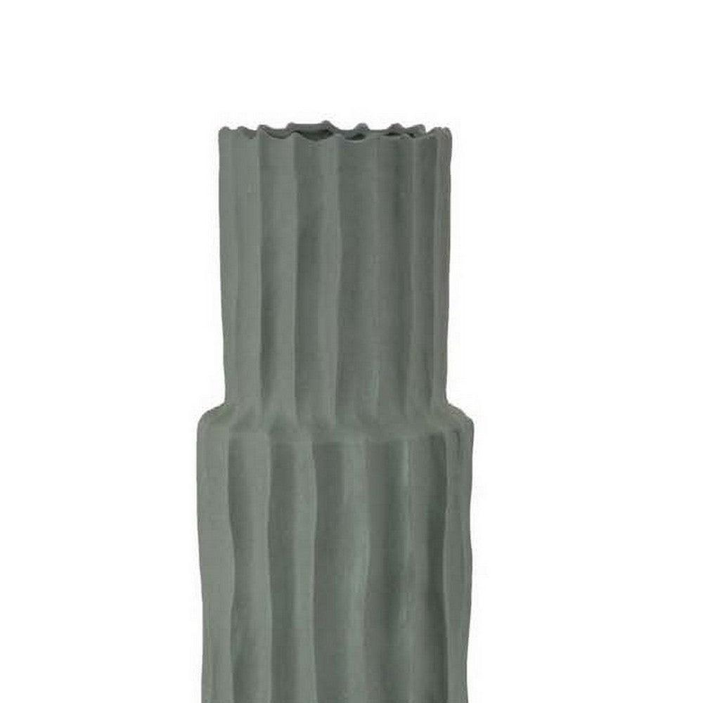 Decorative Accent Vase, Sleek Cactus Design, 30 Inch Green Ceramic -BM331412