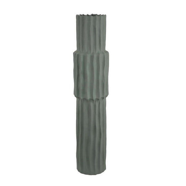 Decorative Accent Vase, Sleek Cactus Design, 30 Inch Green Ceramic -BM331412