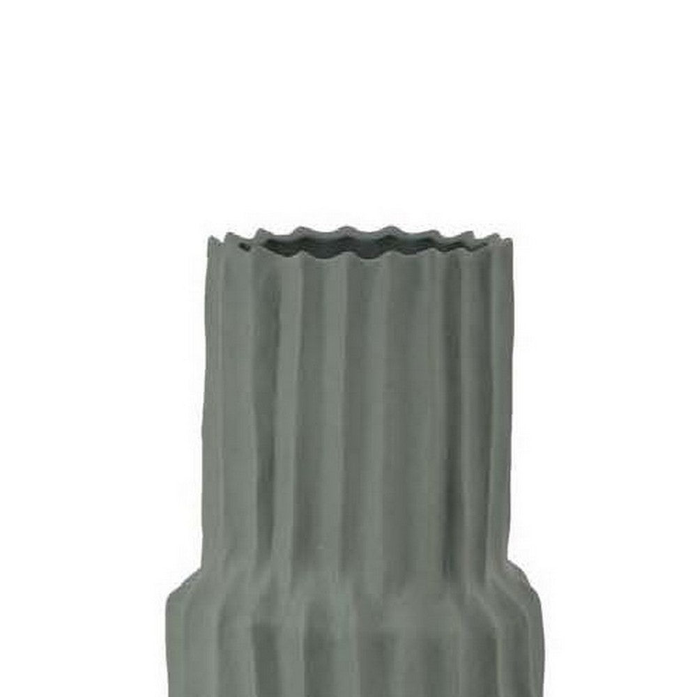 Decorative Accent Vase, Sleek Cactus Design, 36 Inch Green Ceramic -BM331413