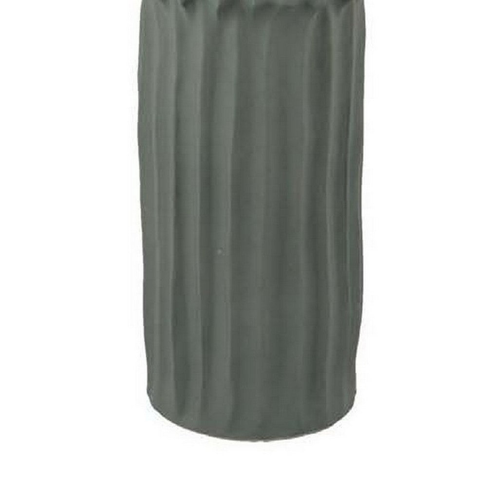 Decorative Accent Vase, Sleek Cactus Design, 36 Inch Green Ceramic -BM331413