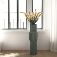 Decorative Accent Vase, Sleek Cactus Design, 36 Inch Green Ceramic -BM331413