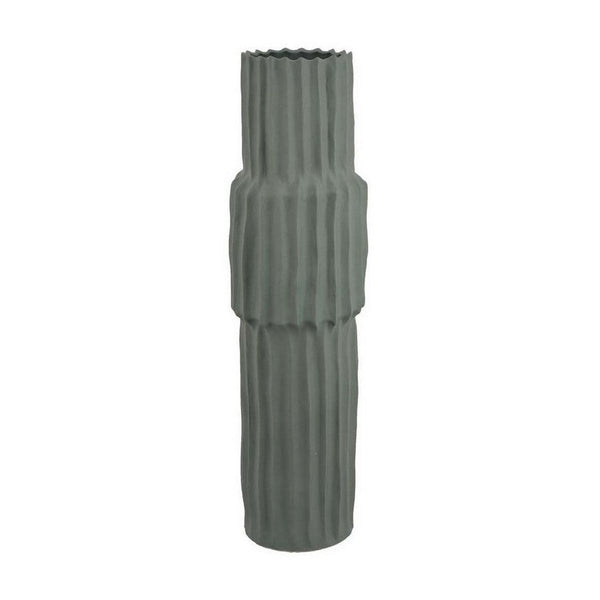 Decorative Accent Vase, Sleek Cactus Design, 36 Inch Green Ceramic -BM331413