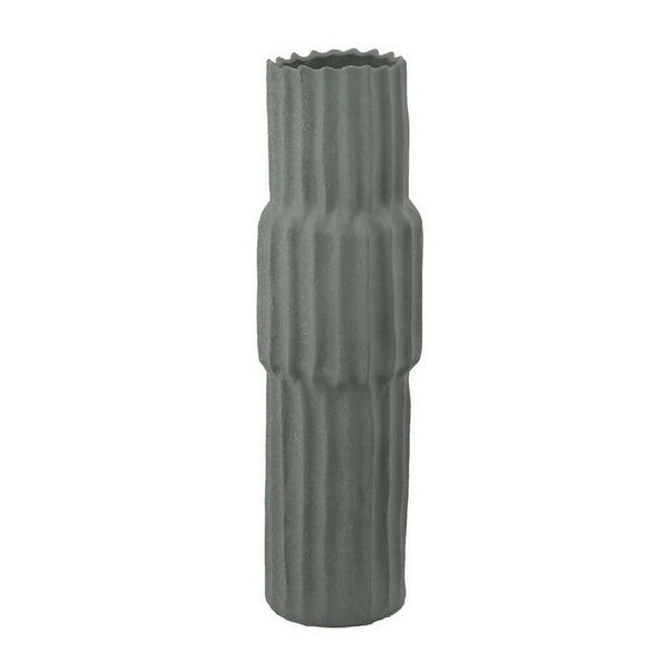 Decorative Accent Vase, Sleek Cactus Design, 24 Inch Green Ceramic -BM331414