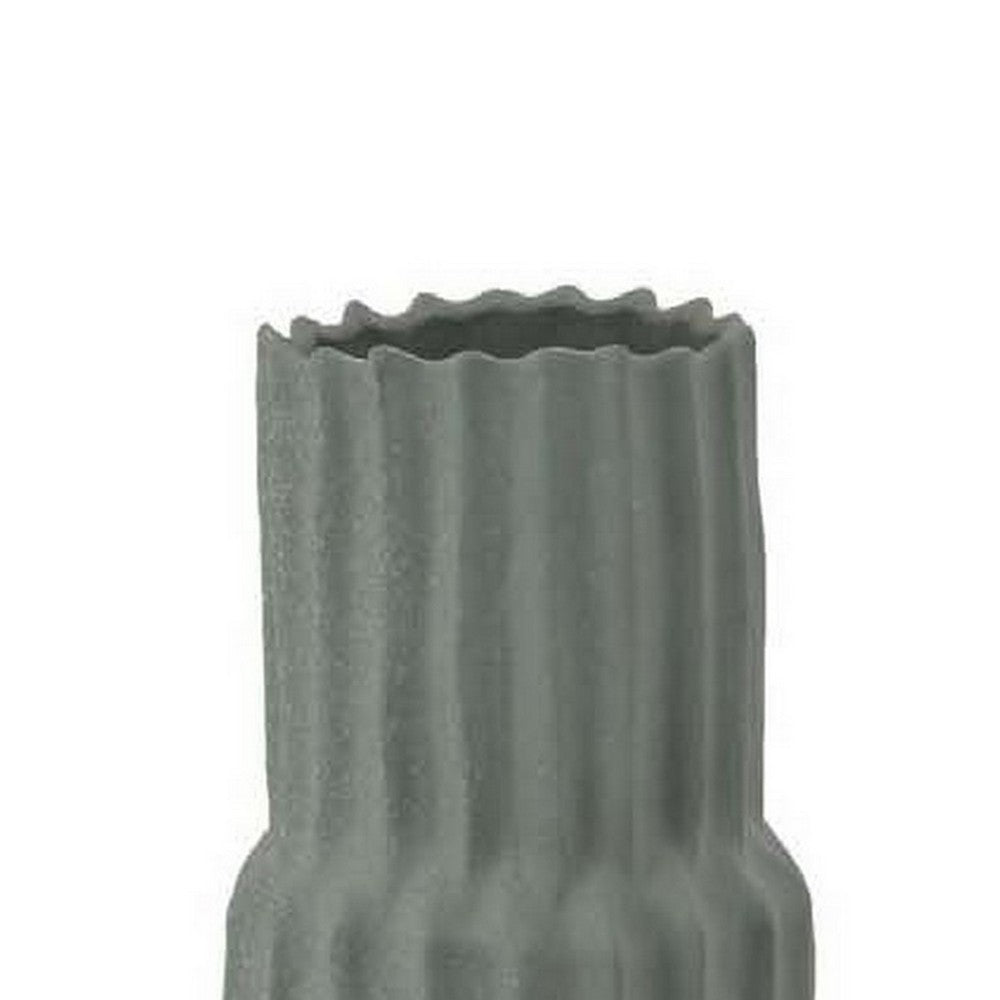 Decorative Accent Vase, Sleek Cactus Design, 24 Inch Green Ceramic -BM331414