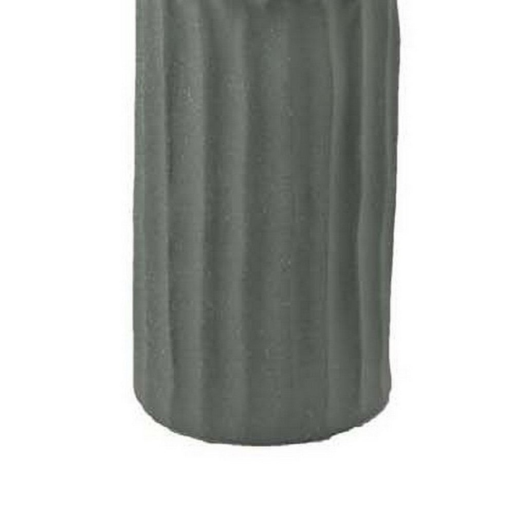 Decorative Accent Vase, Sleek Cactus Design, 24 Inch Green Ceramic -BM331414