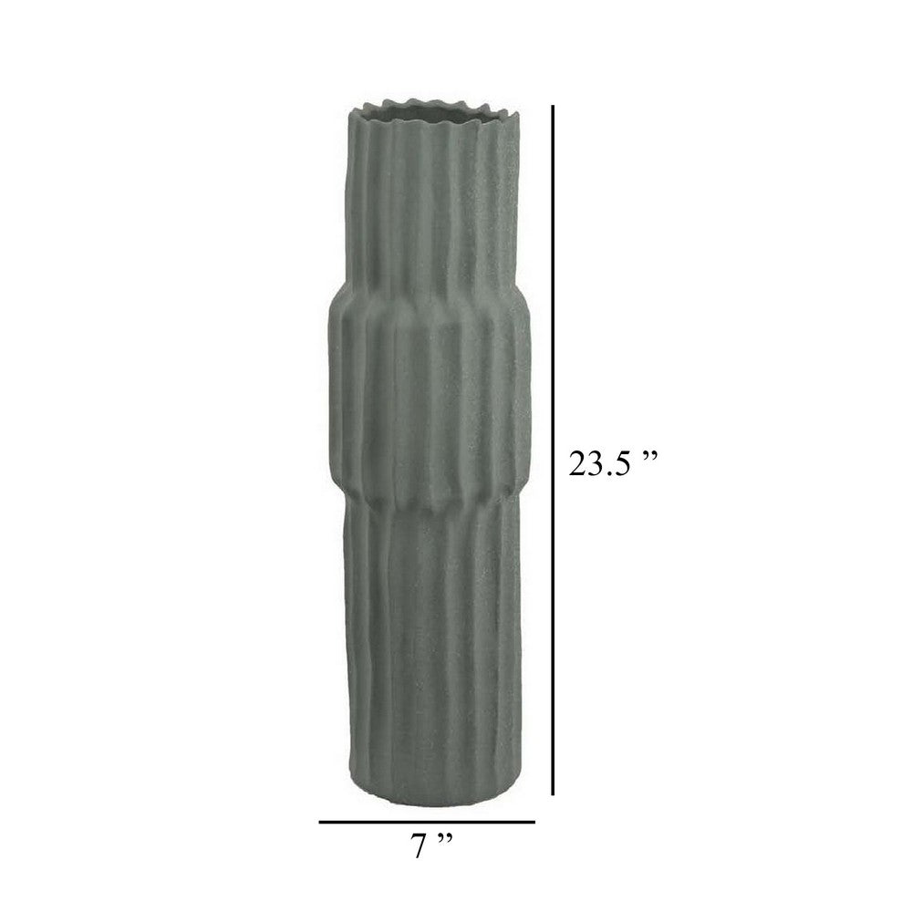 Decorative Accent Vase, Sleek Cactus Design, 24 Inch Green Ceramic -BM331414
