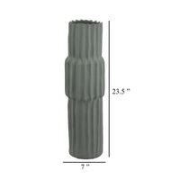 Decorative Accent Vase, Sleek Cactus Design, 24 Inch Green Ceramic -BM331414