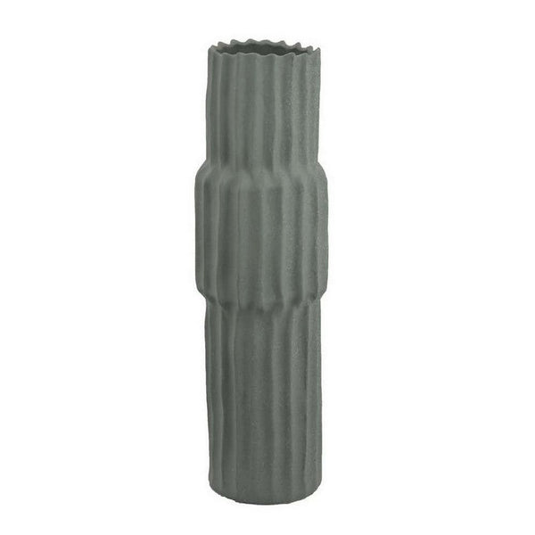 Decorative Accent Vase, Sleek Cactus Design, 24 Inch Green Ceramic -BM331414