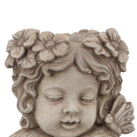 Accent Planter, 13 Inch Face Design, Floral Details, Beige Terracotta -BM331416