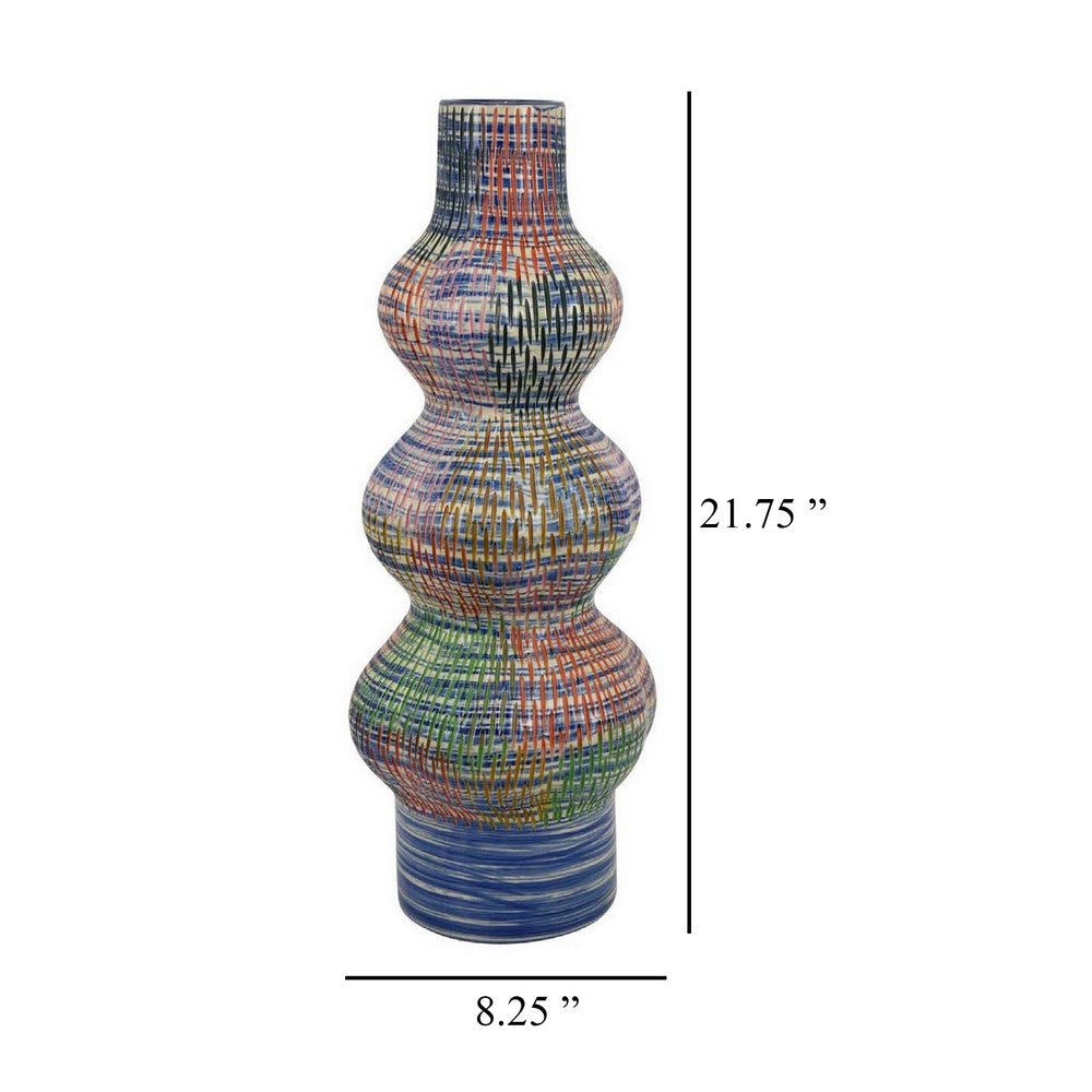 Decorative Accent Vase, 3 Rounded Accents, 22 Inch Multicolor Ceramic -BM331417