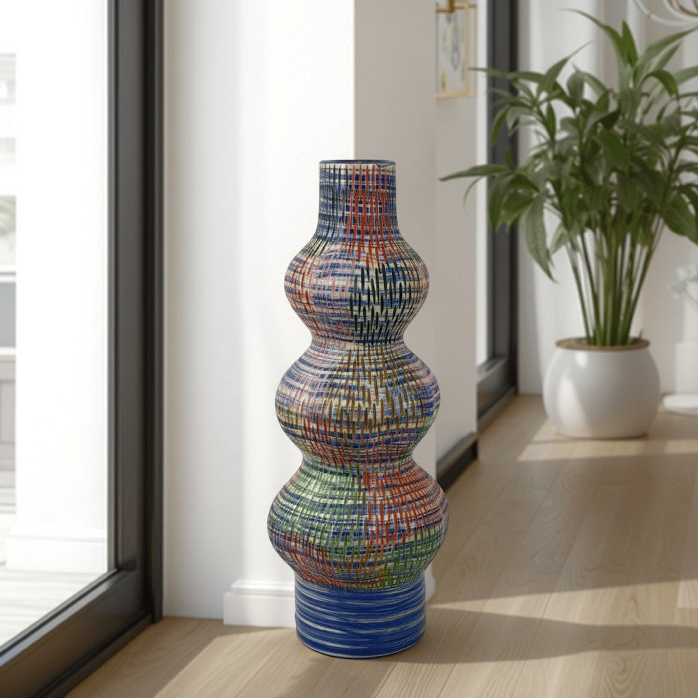 Decorative Accent Vase, 3 Rounded Accents, 22 Inch Multicolor Ceramic -BM331417