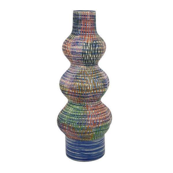 Decorative Accent Vase, 3 Rounded Accents, 22 Inch Multicolor Ceramic -BM331417