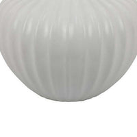 Decorative Vase, 14 Inch White Ceramic Body, Vertical Ribbed Pattern -BM331418