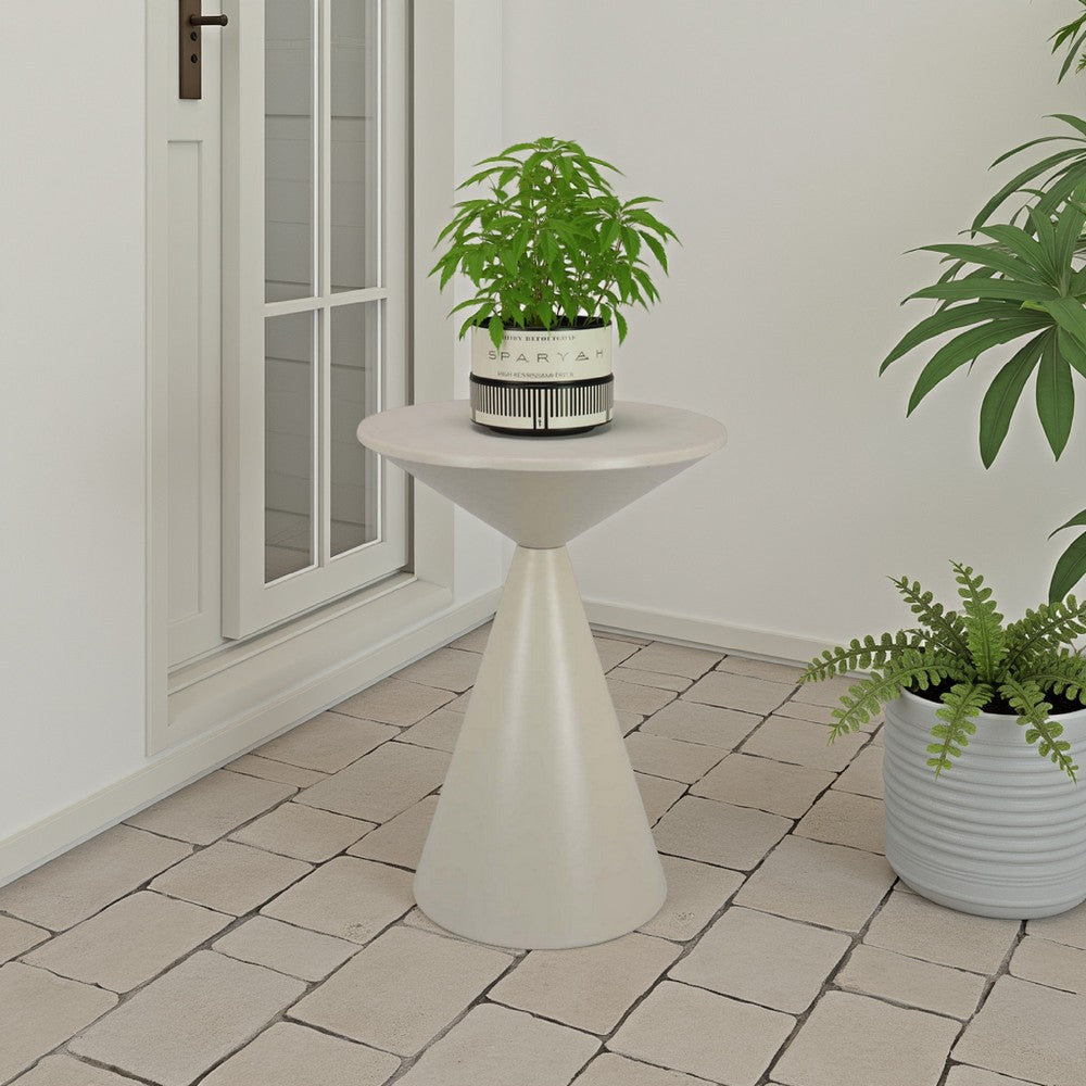Eula Tall Plant Stand Table, 22 Inch Round Tapered Metal Base, White -BM331423