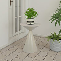 Eula Tall Plant Stand Table, 22 Inch Round Tapered Metal Base, White -BM331423