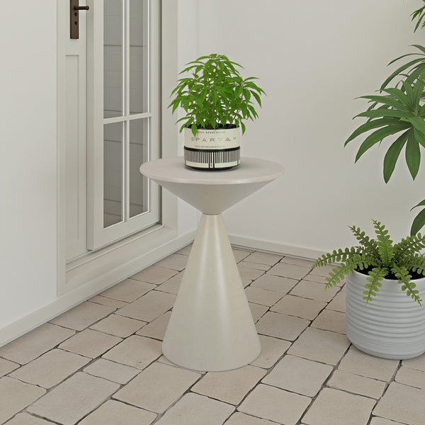 Eula Tall Plant Stand Table, 22 Inch Round Tapered Metal Base, White -BM331423