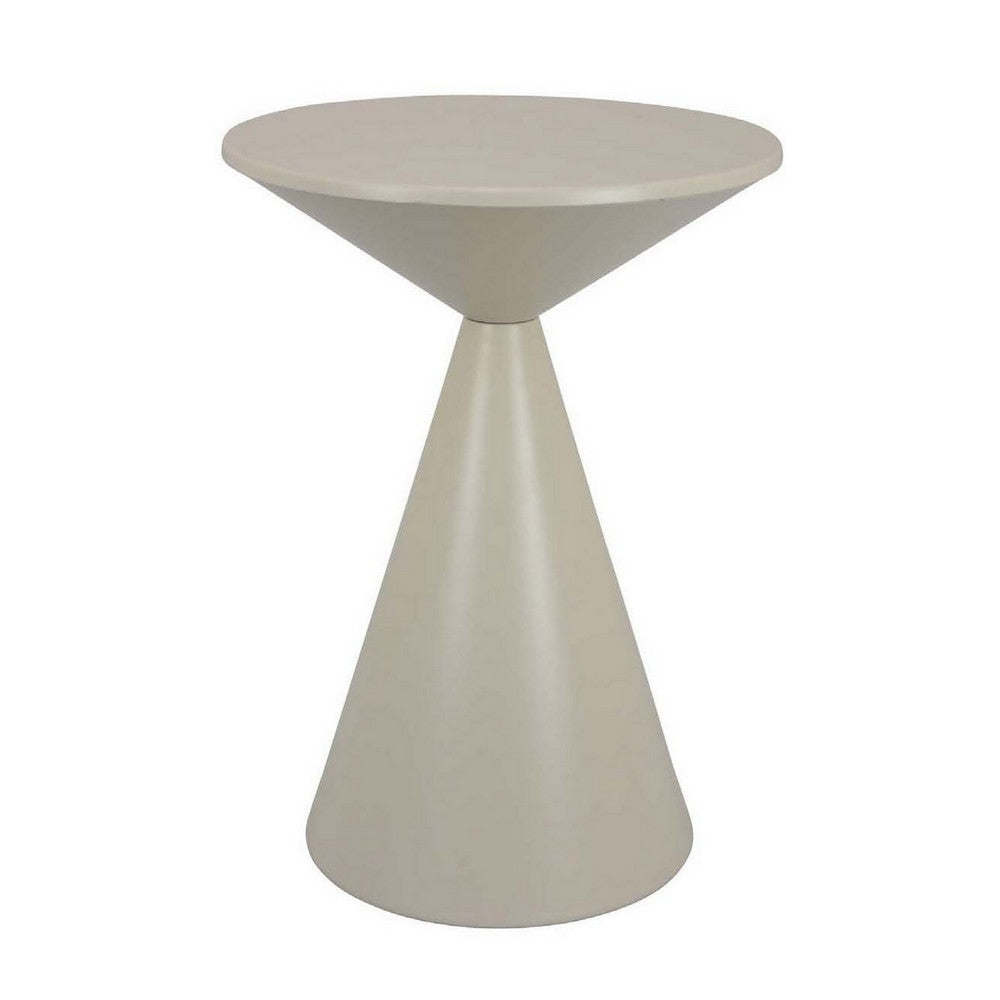 Eula Tall Plant Stand Table, 22 Inch Round Tapered Metal Base, White -BM331423