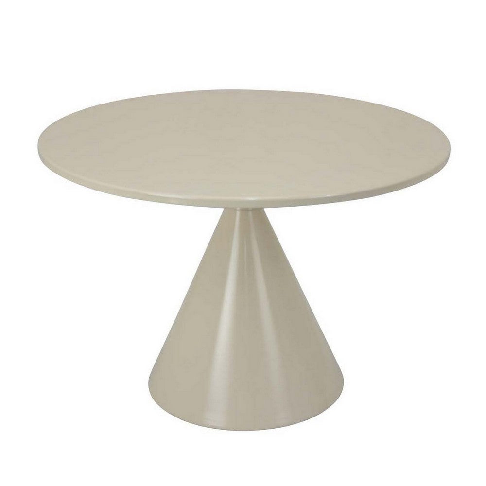 Eula Low Plant Stand Table, 24 Inch Round Tapered Metal Base, White -BM331425