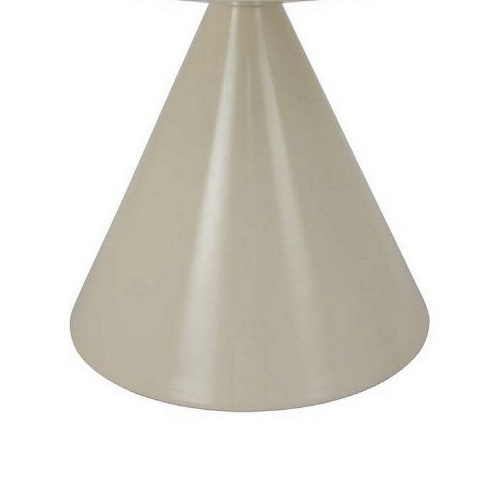 Eula Low Plant Stand Table, 24 Inch Round Tapered Metal Base, White -BM331425