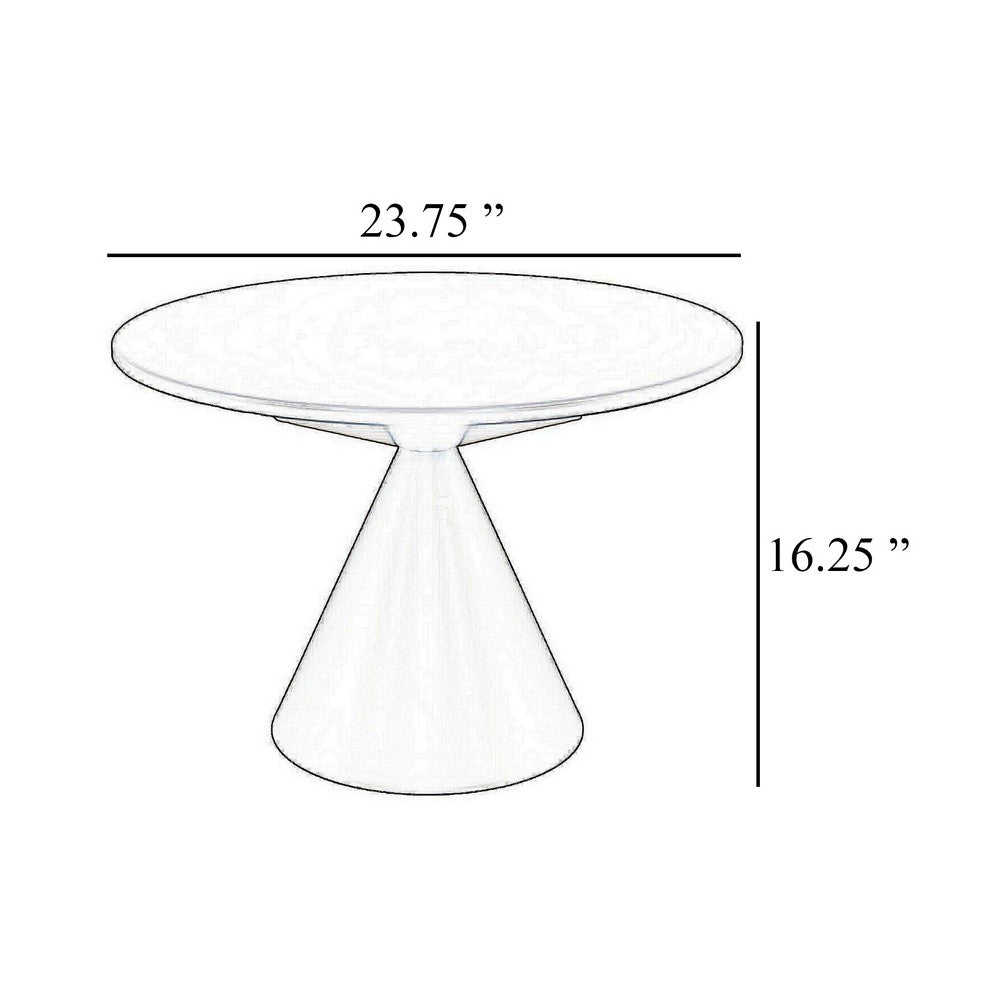 Eula Low Plant Stand Table, 24 Inch Round Tapered Metal Base, White -BM331425
