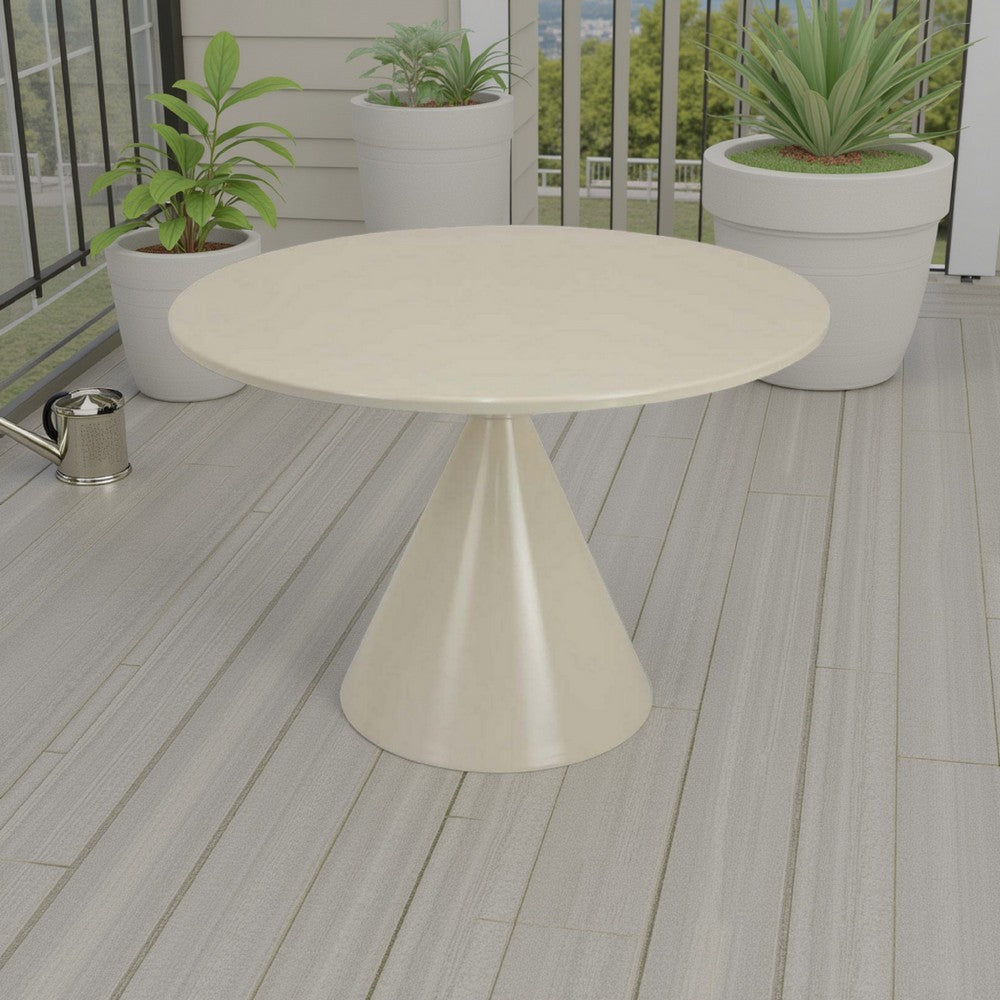 Eula Low Plant Stand Table, 24 Inch Round Tapered Metal Base, White -BM331425