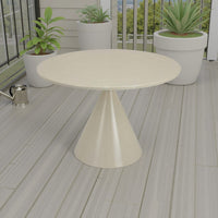 Eula Low Plant Stand Table, 24 Inch Round Tapered Metal Base, White -BM331425