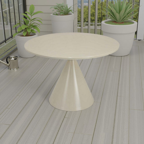 Eula Low Plant Stand Table, 24 Inch Round Tapered Metal Base, White -BM331425